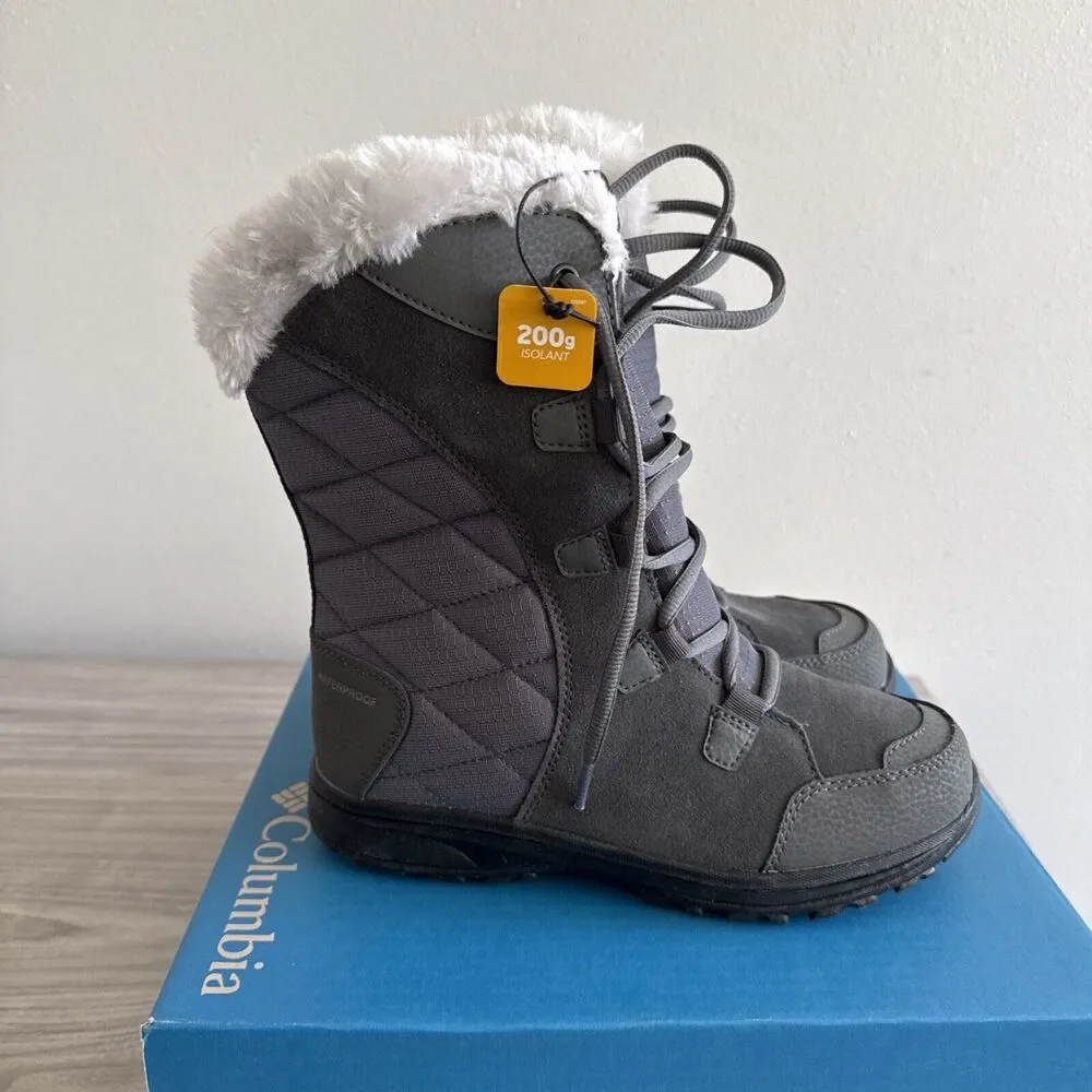 Columbia Women's Ice Maiden II Snow Boots Waterproof Grey Size 6‎ W Box